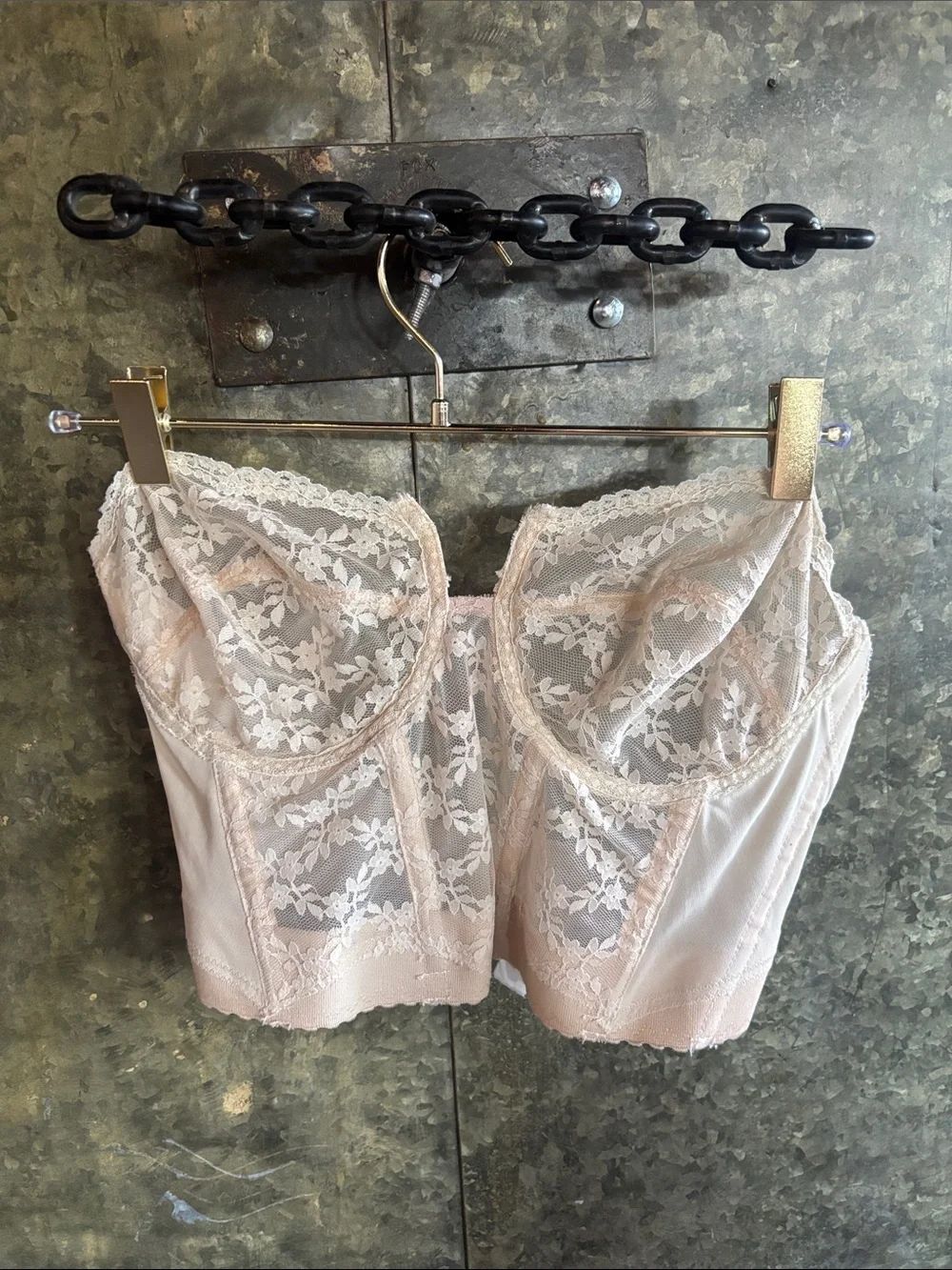 🎀Vintage🎀 Corset Longline Bustier Cream Delicate Lace Size 38C